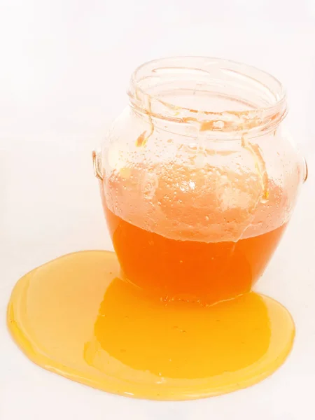 Pot Met Verse Natuurlijke Honing — Stockfoto