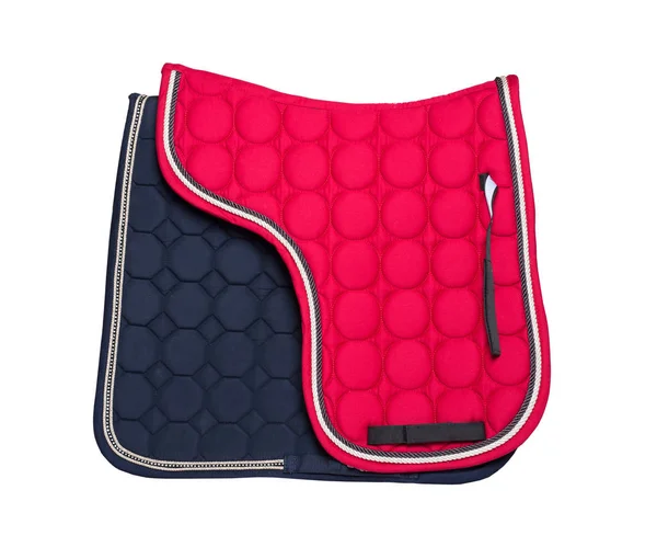 Dressage red and blue saddle pads  isolated on white — Stock Photo, Image