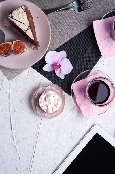 Life Style Set Meeting Cafe Thai Blue Butterfly Pea Tea — Stock Photo, Image