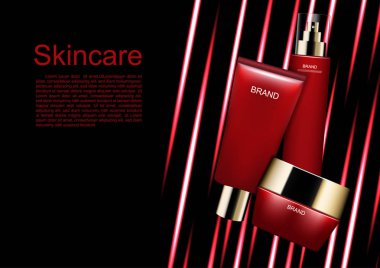 Soyut çizgilerle kozmetik reklamları şablonu, kozmetik