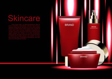 Kozmetik reklamları şablon, kozmetik küçük dikey ışıklarla ayarla