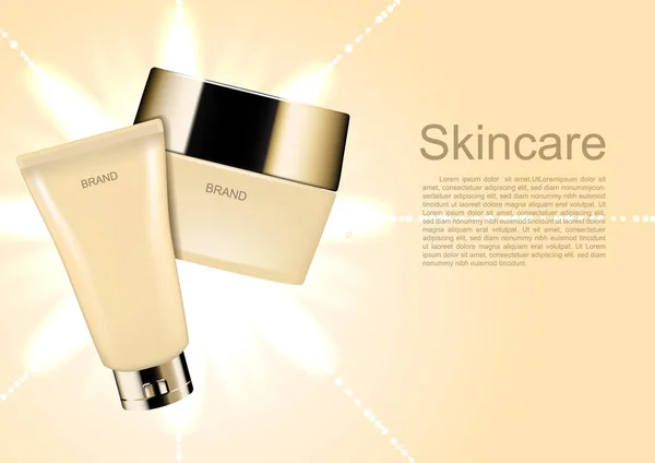 Zestaw Kosmetyczny Reklamy Szablonu Kosmetyczne Świecące Światła Tło — Wektor stockowy