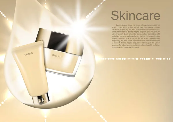 İçinde su damla parlayan ışıklar ve şablon ile kozmetik reklamları şablon, kozmetik ayarla