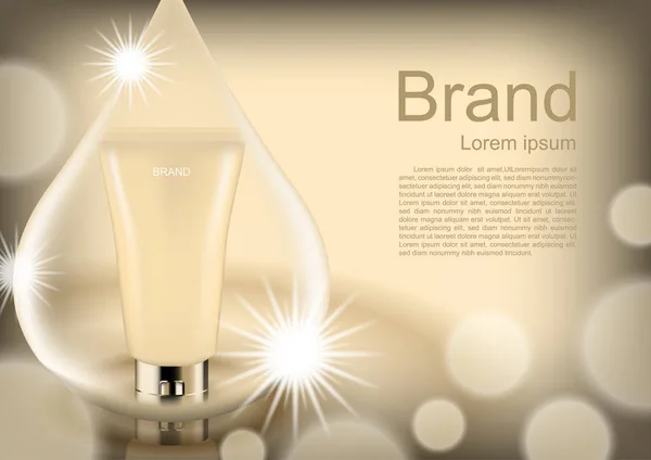 Kozmetik reklamları şablonu, şablon ve ışık kabarcıklar ile waterdrop gece losyonu