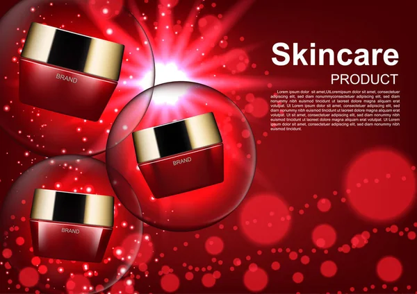 Kozmetik reklamları, nemlendirici ile parlayan kabarcık ışıklar ayarla