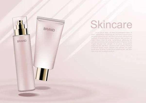 Kozmetik reklamları şablon, serum ve parlayan ışık ile losyon