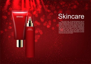 Parlak ışıklar arka plan üzerinde kozmetik reklamları, Cilt Bakımı ayarla
