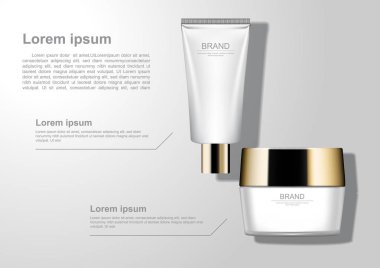 Kozmetik ürünleri şablonu, losyon ve krem kadar sahte
