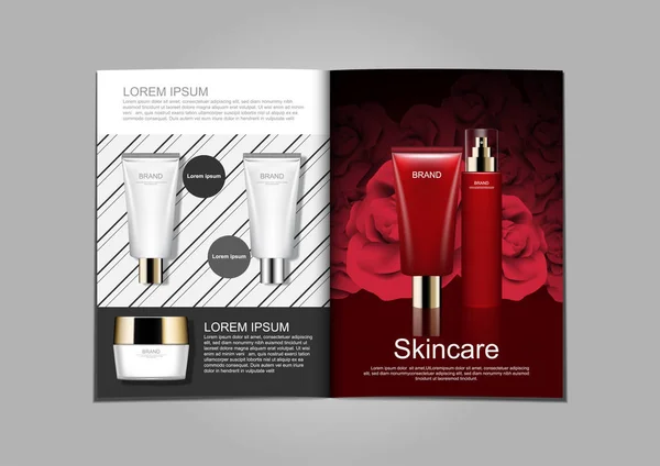 Modèle Annonces Cosmétiques Conception Brochure Soins Peau Avec Fond Noir — Image vectorielle