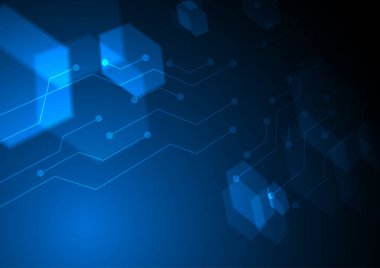 Mavi altıgen devre satırları vektör teknolojik altyapı ile soluk