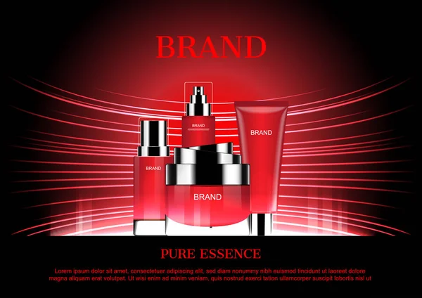 Kozmetik parlayan stand ve kırmızı eğri çizgiler üzerinde ayarla