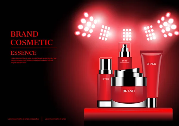 Spot vektör çizim Ayaklıklı set kırmızı kozmetik