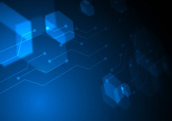 Mavi altıgen devre satırları vektör teknolojik altyapı ile soluk