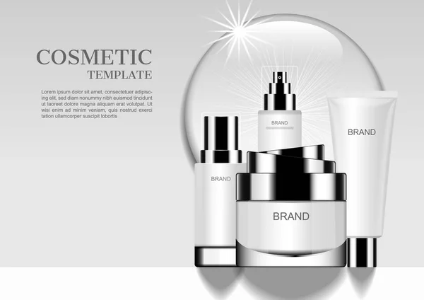 Parlak kozmetik yuvarlak su damlası ve parlak ışık ile beyaz arka plan üzerinde ayarla