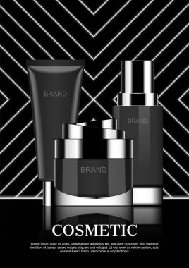 Kozmetik soyut neon ışıklarla koyu arka plan üzerinde ayarla