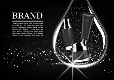 Kozmetik ürün büyük su yöntemiyle karanlık arka yüzündeki küçük ışık