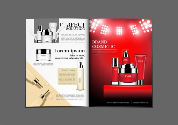 Krem Serum Magazynu Czerwonym Kosmetyki Spotlight Prawo — Wektor stockowy