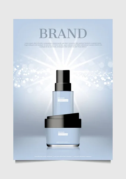 Kozmetik reklam, mavi plae Cilt Bakımı ile parlayan ışık adam ayarla — Stok Vektör