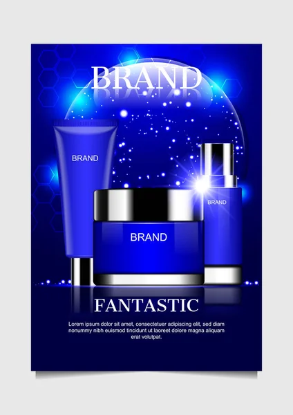 Niebieski Produktów Kosmetycznych Błyszczących Świateł Świecie Projekt Tło Dla Plakat — Wektor stockowy
