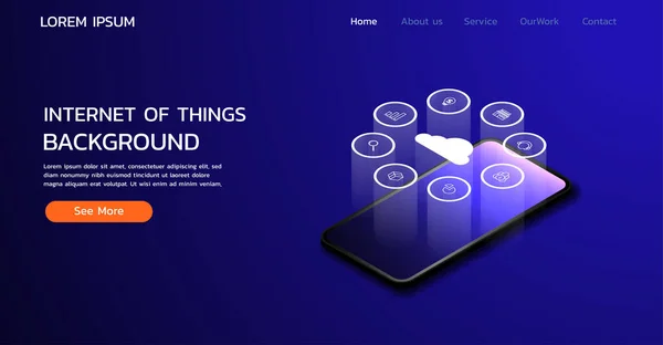 İniş sayfası tasarımı. nesnelerin interneti