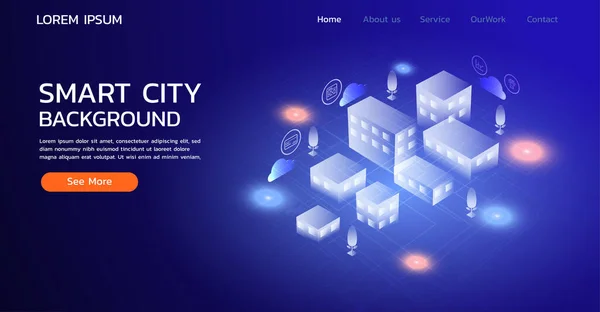 Landing Page Website Smart City Concept — Stock Vector