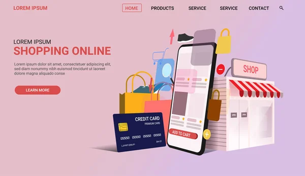 İlgili web sitesi için çevrimiçi alışveriş afişi