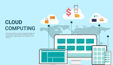 Bulut hesaplama sayfası web vektör illüstrasyonu NASA tarafından desteklenen bu resmin bazı elementleri