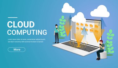 Web sitesi için bulut bilgisayar afişi şablonu