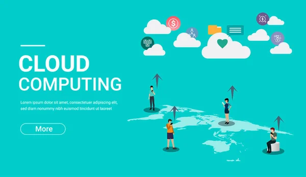 Cloud Computing Landing Page Website Algunos Elementos Esta Imagen Proporcionados — Vector de stock