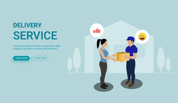 Delivery Service Landing Page Responsive Web App — Stock Vector