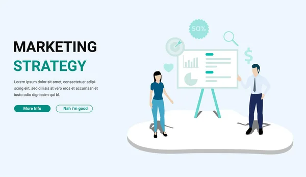 Banner Landing Page Estrategia Marketing Online — Archivo Imágenes Vectoriales