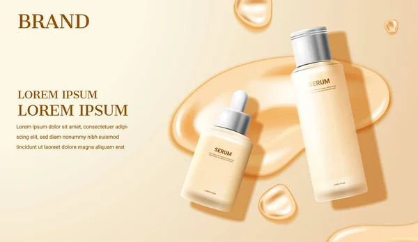 Bej arka planda kozmetik krem ve serum