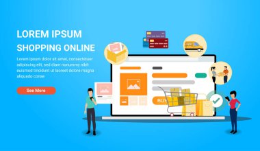 İlgili web sitesi için çevrimiçi alışveriş afişi