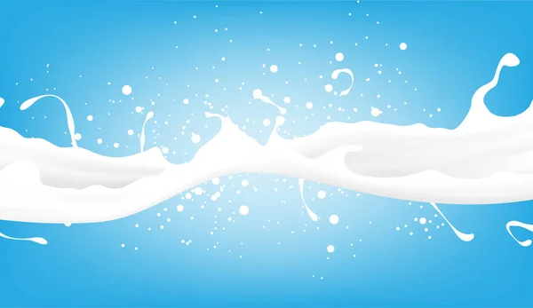 Splaskende Mælk Blå Baggrund – Stock-vektor