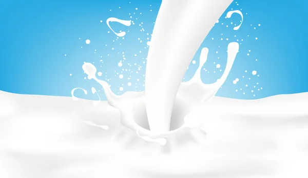 Éclaboussures Lait Sur Fond Bleu — Image vectorielle