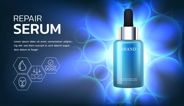 Parlak ışık ve kabarcık arkaplanlı serum