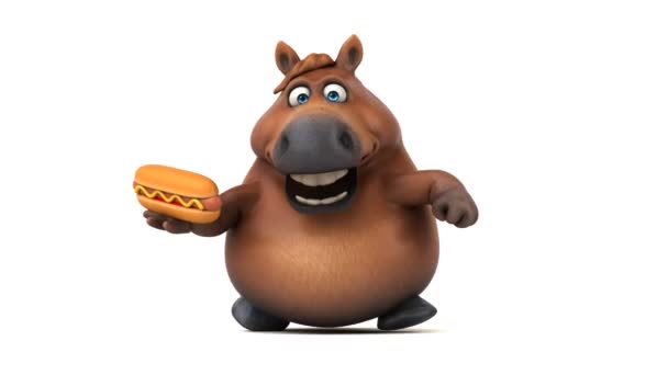 ホットドッグ アニメーションで楽しい馬 — ストック動画