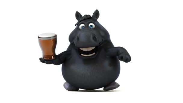 Веселая Лошадь Пивом Анимация — стоковое видео