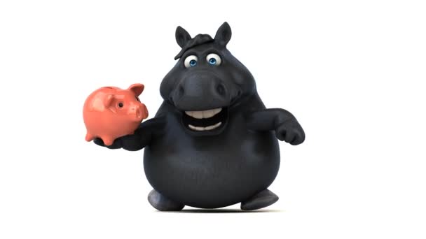 有趣的马与小猪银行 — 图库视频影像