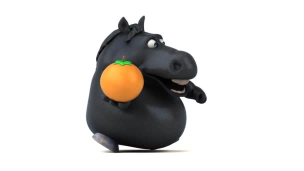 Spaßpferd Mit Orange Animation — Stockvideo