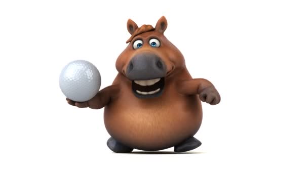 Cavalo Divertido Com Bola Andando Animação — Vídeo de Stock