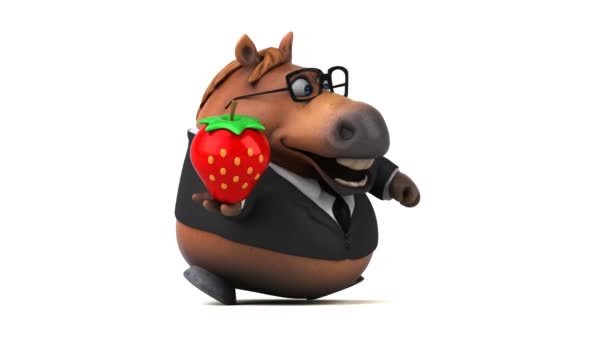 Fun Horse Strawberry Animation — Stock Video