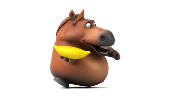 Fun Horse Banana Animation — Stock Video