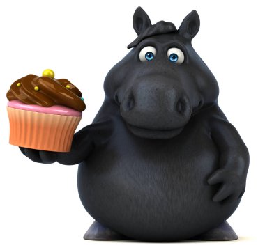 Komik karikatür karakter ile cupcake - 3d çizim