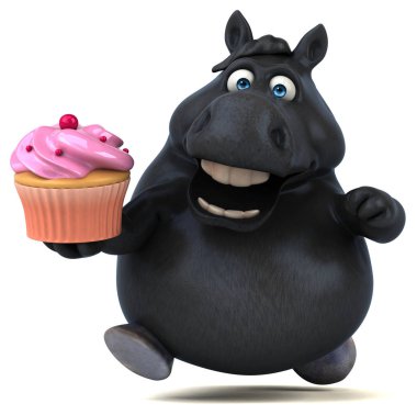 Komik karikatür karakter ile cupcake - 3d çizim