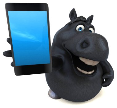 eğlenceli çizgi film karakteri ile smartphone - 3d çizim