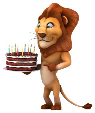 Komik çizgi film karakteri ile kek - 3d çizim