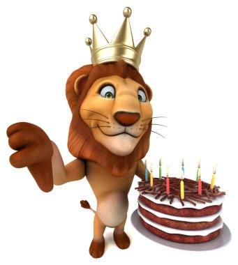 Komik çizgi film karakteri ile kek - 3d çizim