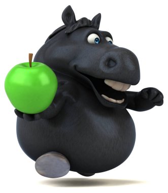 Komik karikatür karakter ile elma - 3d çizim