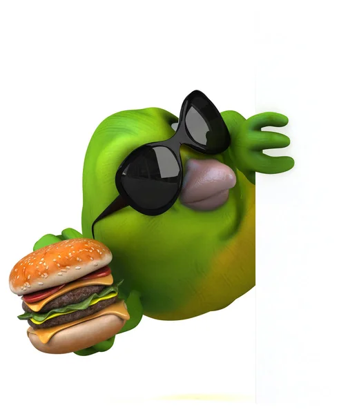 Lustige Cartoon Figur Mit Hamburger Illustration — Stockfoto